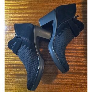 Steven By Steve Madden Womens‎ Ella Shoes Bootie Black Woven Heels Size 10